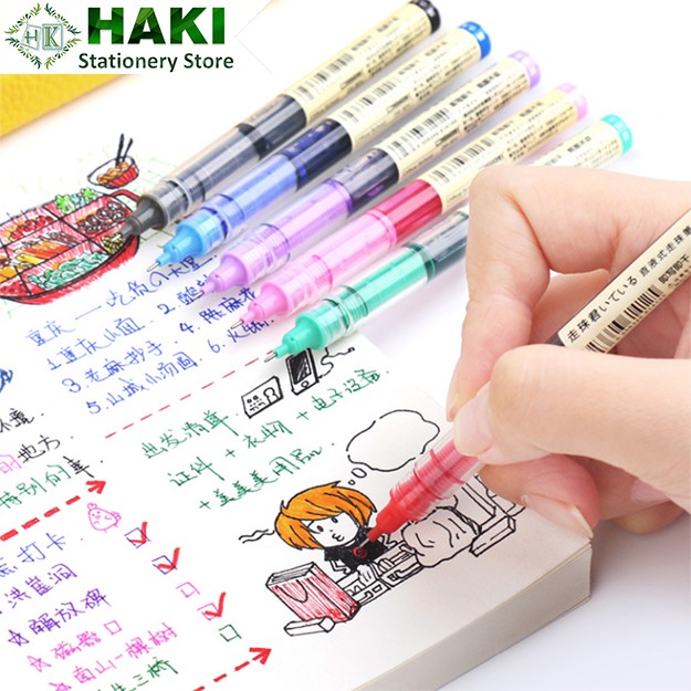 Bút mực gel ngòi 0.5mm HAKI, bút mực 18 màu sắc tùy chọn B25