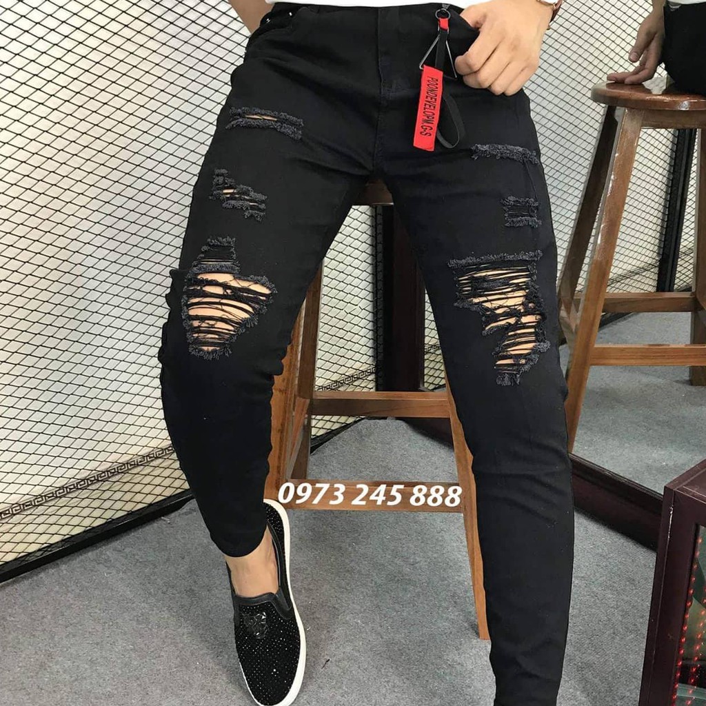 Nhập AHFA hoàn 20k đơn 200k_Quần jean nam trắng vải jean mịn dày co dãn rách gối cao cấp | BigBuy360 - bigbuy360.vn