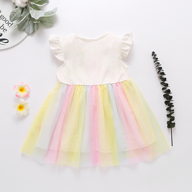 Bộ Áo Liền Quần Phối Váy Dạng Lưới Xinh Xắn Cho Bé Gái 0 - 5 Tuổi