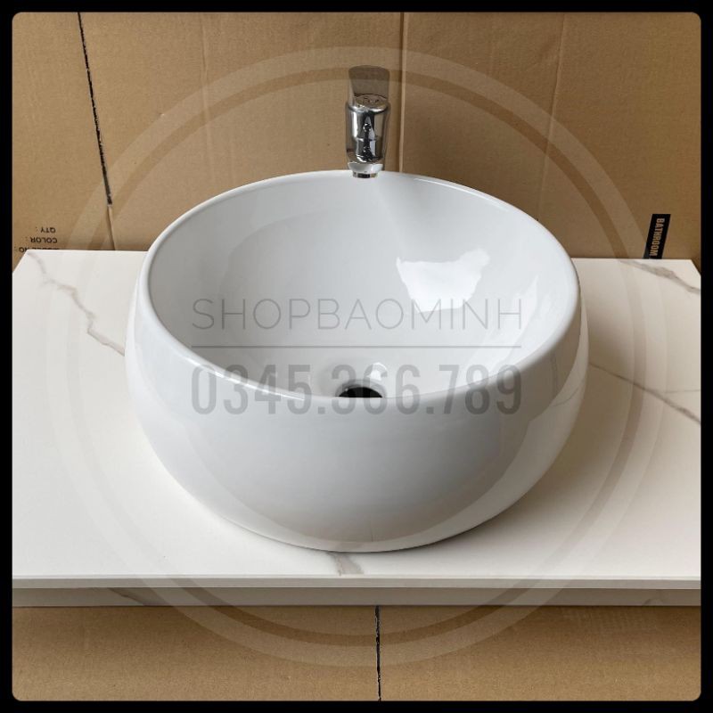 Chậu rửa mặt - Lavabo tròn đặt bàn 620 (KT 40cm)