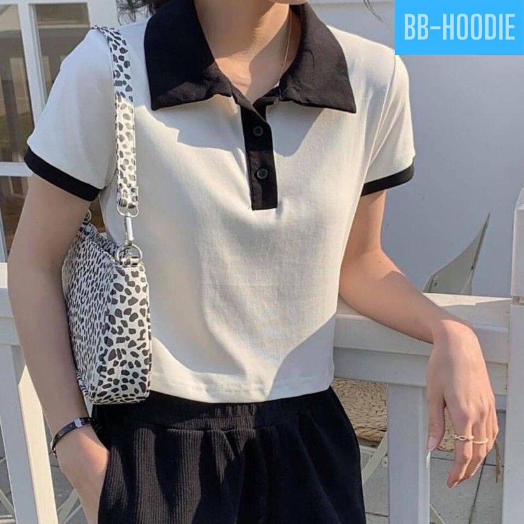 áo croptop cổ bẻ phối cổ BB-Hoodie shop