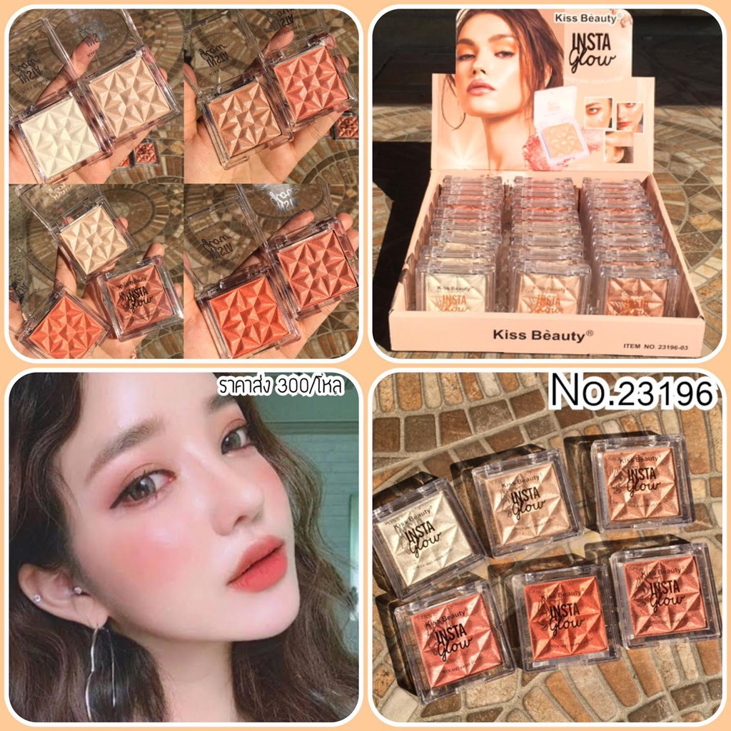 [Má Hồng - Mắt - Highlight] Phấn 3in1 Kiss Beauty Insta Glow Cheek & Highlight No.23196 | BigBuy360 - bigbuy360.vn