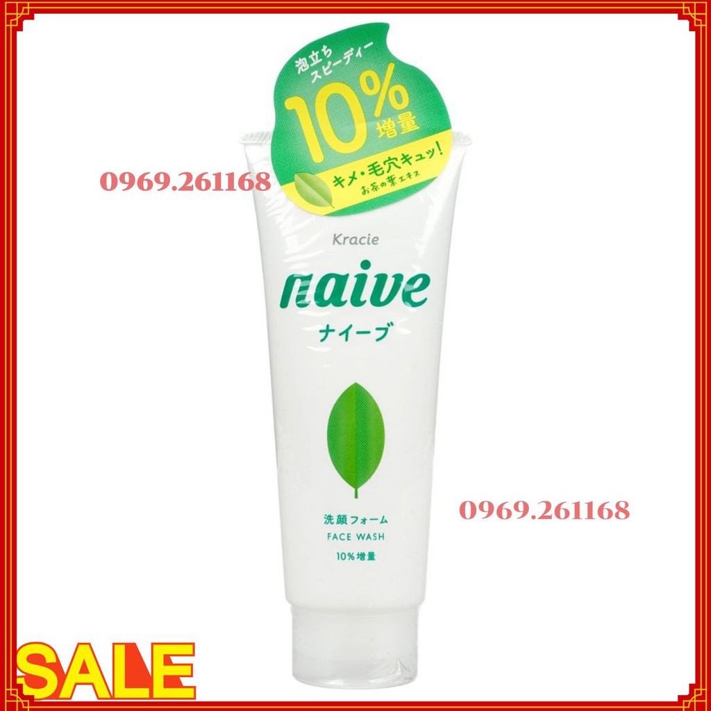 Sữa rửa mặt trà xanh Naive 143g chính hãng Nhật Bản