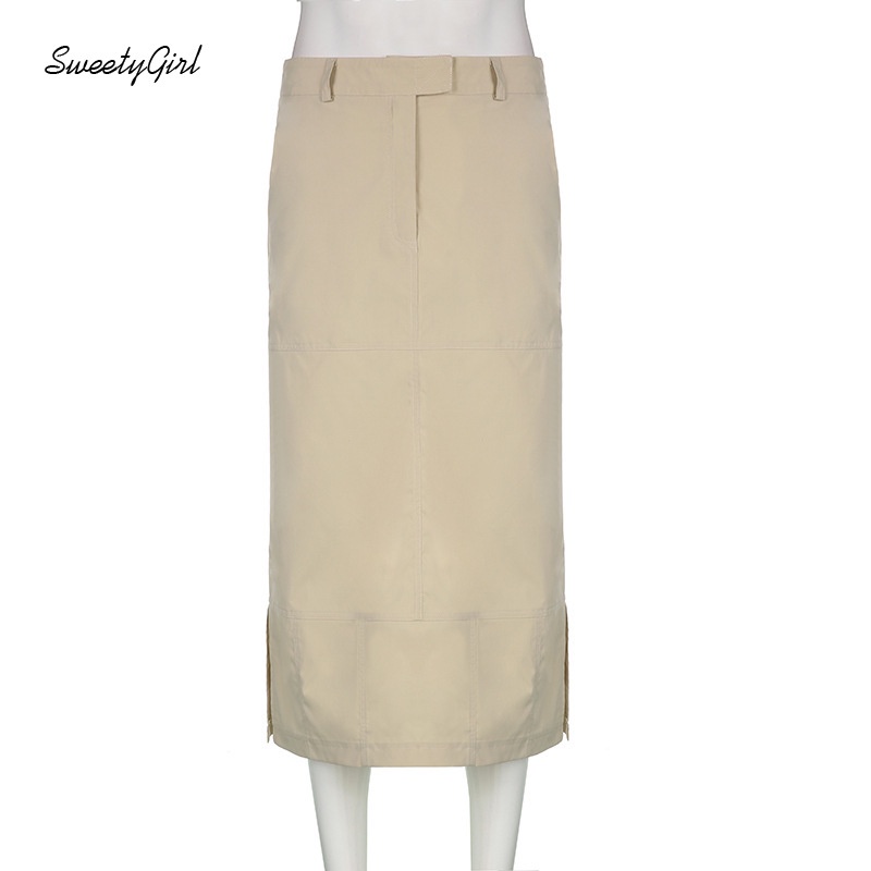 Chân Váy Dài Lưng Thấp Màu Trơn Phong Cách Đường Phố Thời Trang Cho Nữ 2022