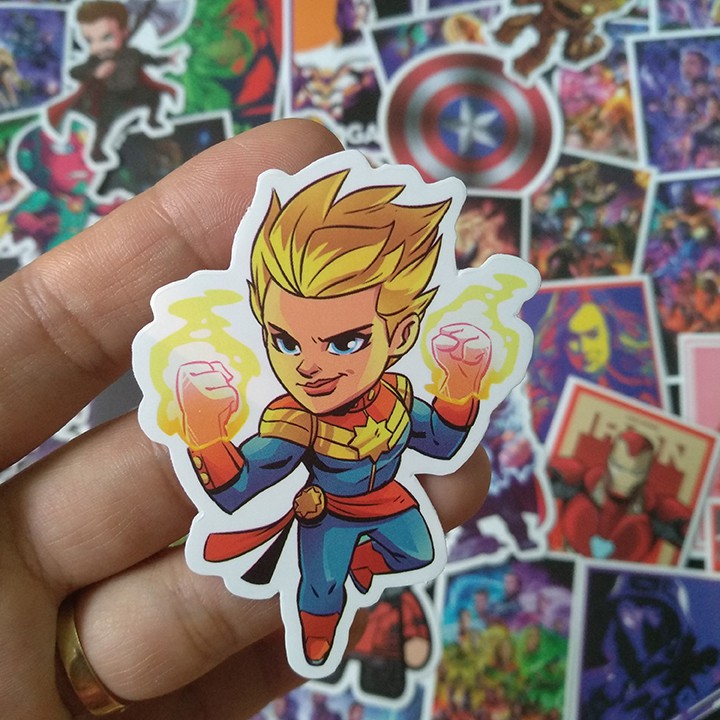 Miếng dán Sticker Avenger  - trọn bộ 100 hình - In rõ ràng sắc nét khó tróc