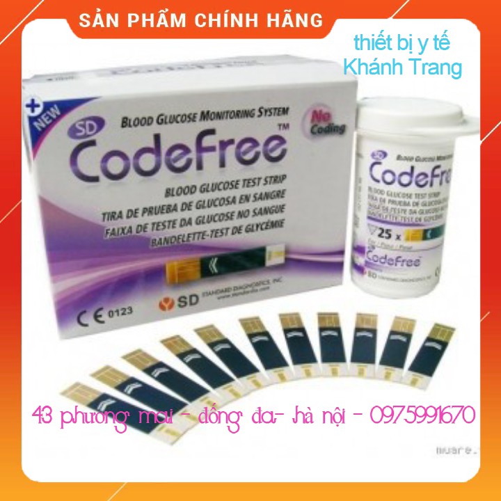 (Giá sỉ) Hộp 50 que thử đường huyết SD Codefree ( tiểu đường SD Code free)