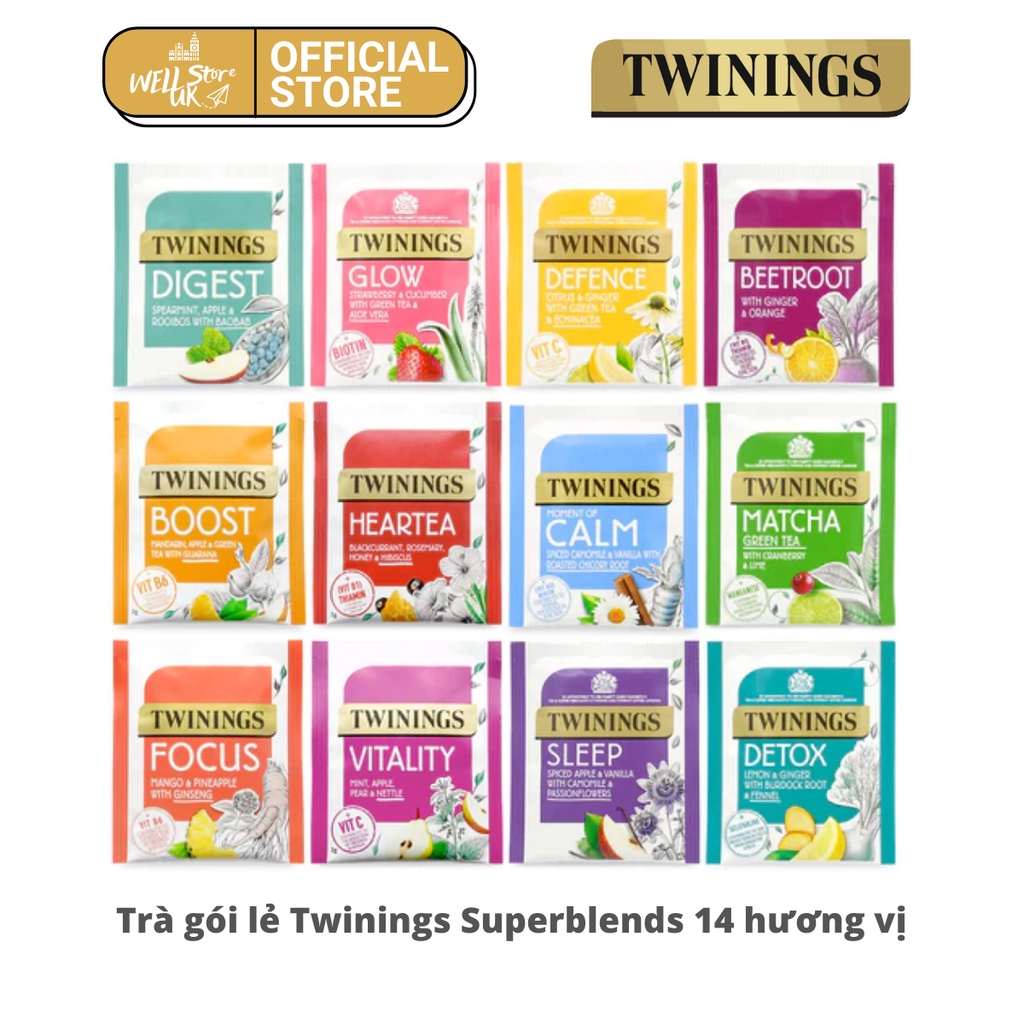 Trà thảo mộc Twinings SuperBlends Anh Quốc 14 hương vị