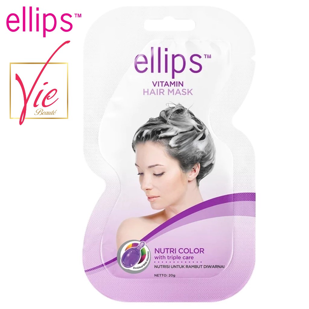 Ủ Tóc Ellips Dạng Kem Hair Mask Nutri Color Sachet nuôi dưỡng tóc nhuộm gói 20g