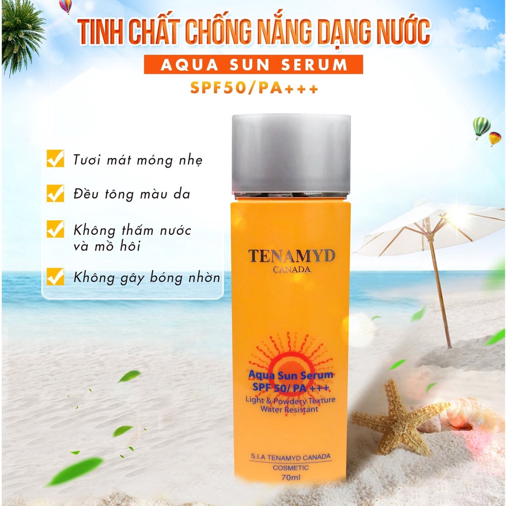 [HÀNG CÔNG TY] Huyết Thanh Tinh Chất Chống Nắng TENAMYD Aqua Sun Serum SPF50/PA+++(Kem Chống Nắng) Dạng Nước Mọi Loại Da