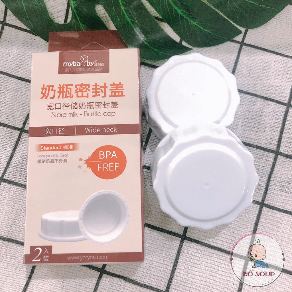 Set 2 Chiếc Nắp Đậy Bình Sữa Dùng Cho Bình Avent Cổ Rộng Hãng MyBaby