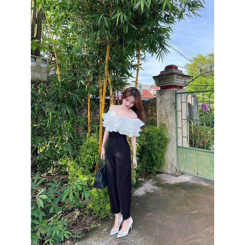 Quần tây nữ lưng cao đi học DOLOXI cạp V vải ruby Q109