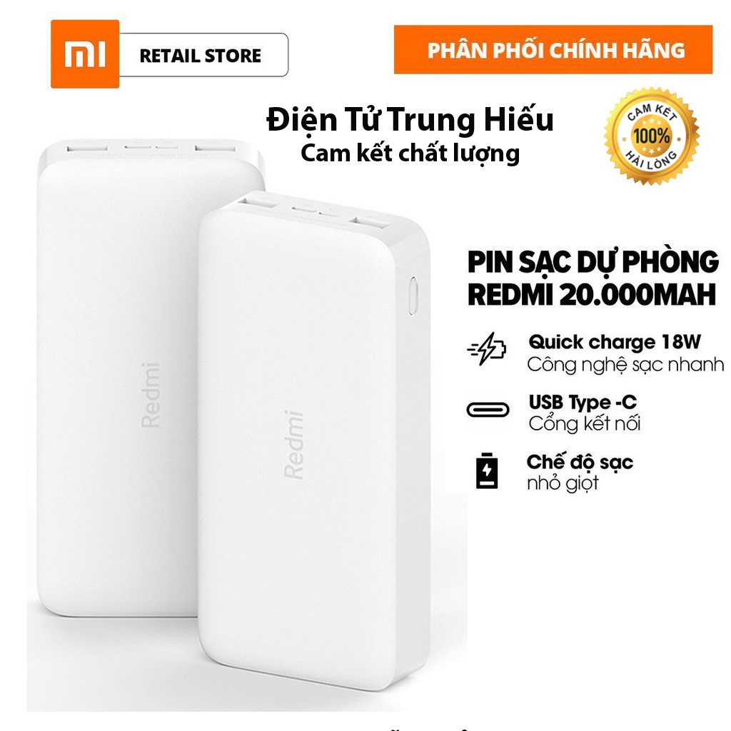 [Mã 44ELSALE2 giảm 7% đơn 300K] Sạc dự phòng Xiaomi Redmi 20000mAh/10000mAh Fast Charge - sạc nhanh 2 cổng vào