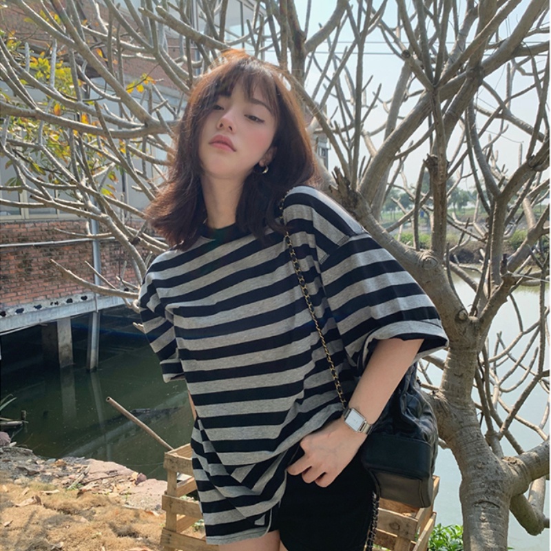 NRVP Áo Thun Tay Ngắn Dáng Ôm Phong Cách Hàn Quốc Thời Trang Mùa Hè Cho Nữ