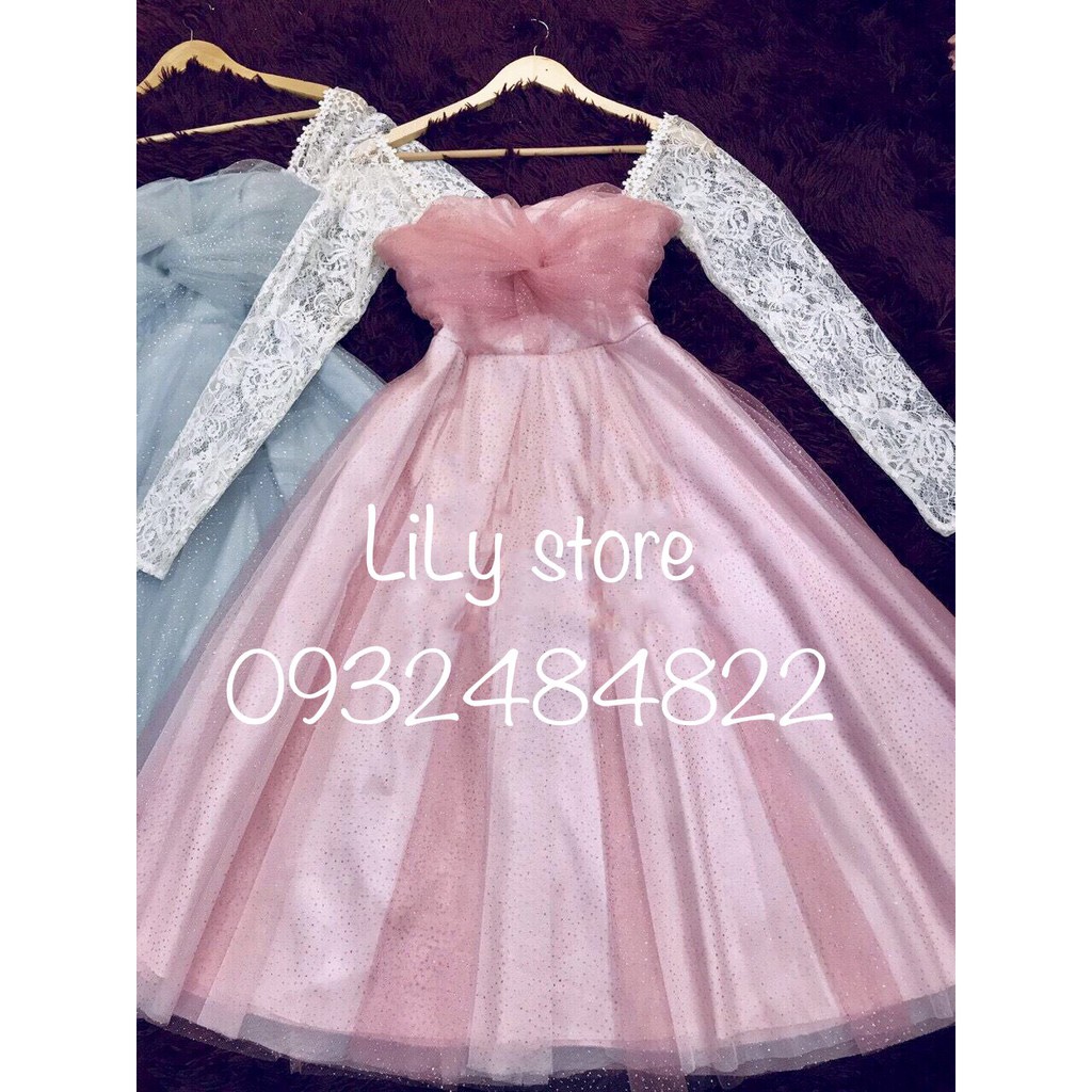 ẢNH VÀ VIDEO THẬT 1000% đầm nhũ kim tuyến phối tay ren