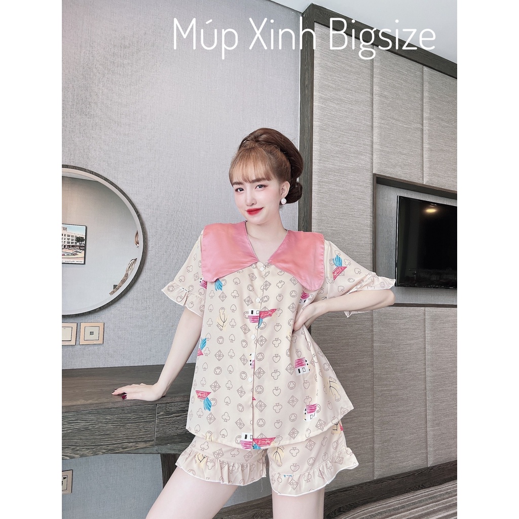 Đồ Bộ Bigsize Đùi Lụa Mango Cao Cấp 50-85kg Mặc Nhà