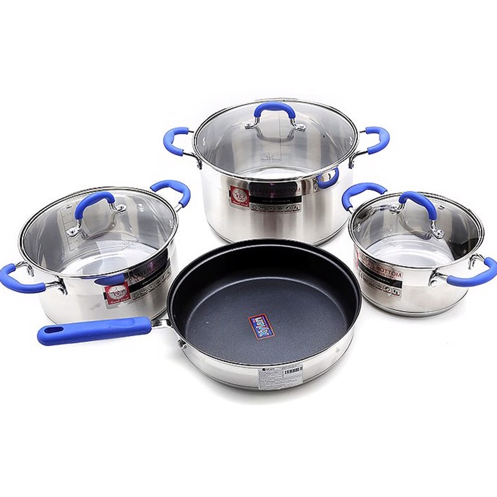 Bộ nồi 3 chiếc cỡ 18cm, 22cm, 26cm và 1 chảo cỡ 26cm inox 304 Smartcook model SM1497