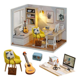 Mô Hình Lắp Ráp Nhà Gỗ Tí Hon DIY: Căn Phòng Nghiên Cứu Sunshine Study QT007-Tặng Keo Rán