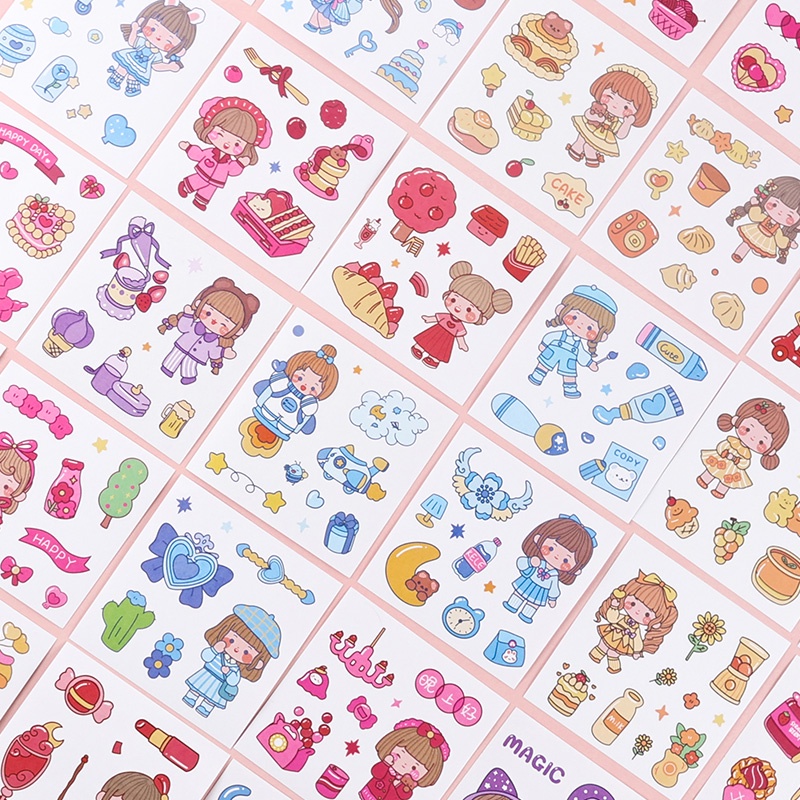 Bộ 100 Miếng Dán Hoạt Hình Dễ Thương Kèm Xẻng Và Hộp Đựng