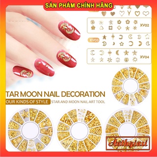 Khay hộp Tròn/Miếng dán Phụ kiện trang trí móng tone màu vàng 3D cuốn hút