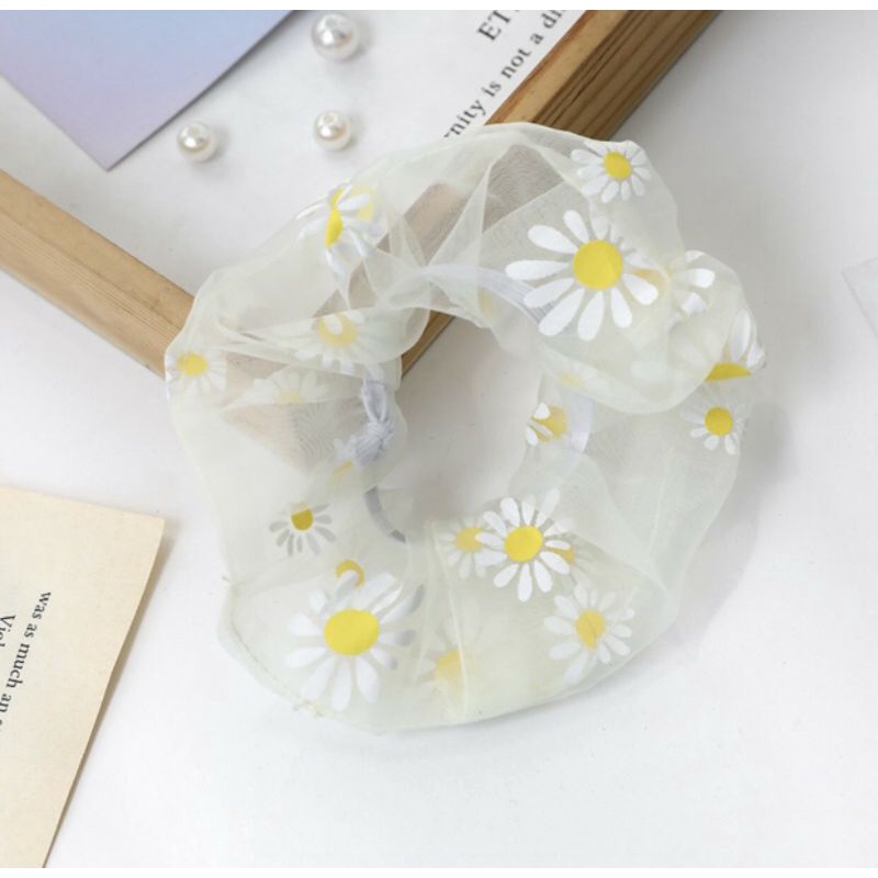 dây buộc tóc,dây cột tóc họa tiết hoa cúc vải voan (Hàng loại đẹp)