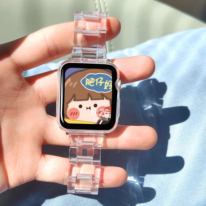 Dây đeo nhựa trong suốt thích hợp cho đồng hồ thông minh Apple Watch Series 7 6 Se 5 4 3 2 1