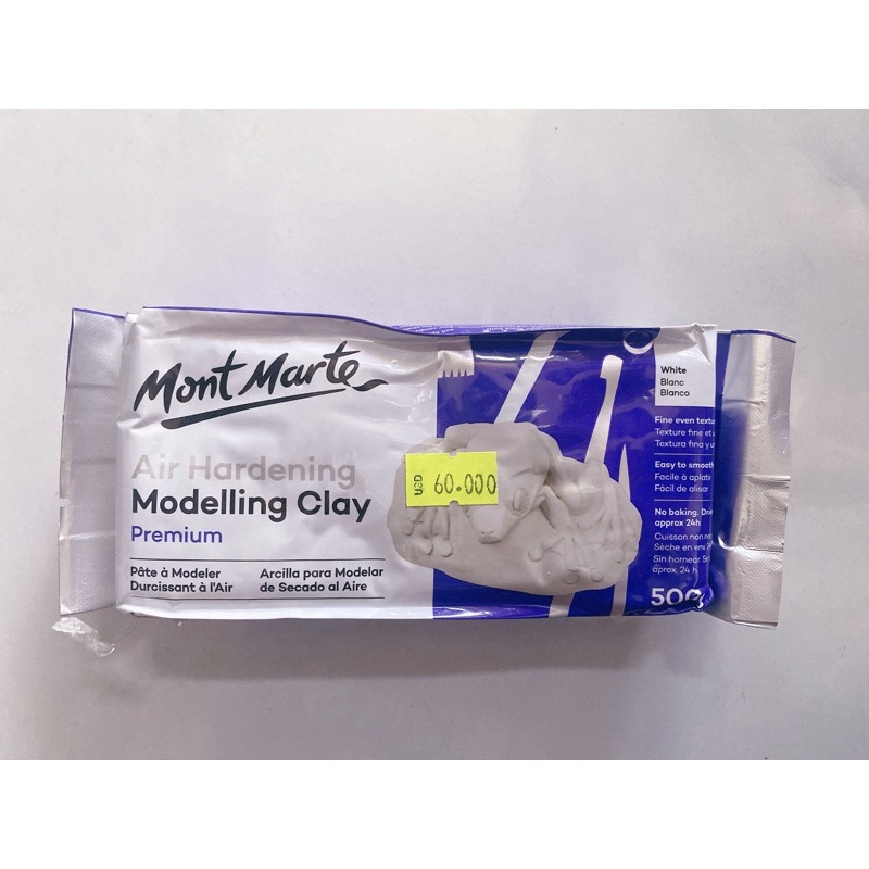 Đất sét, đất nặn tự khô Mont marte màu trắng 500g