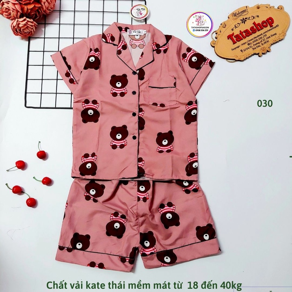 18-42kg - Bộ pijama đùi bé trai bé gái chất kate thái mềm mát 030