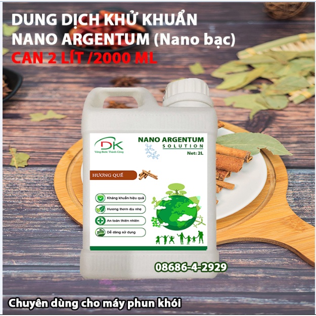 Dung dịch Nano bạc khử khuẩn khử mùi ô tô phòng ở chuyên dụng cho máy xông phun khói chính hãng ARGENTUM - Can 2LL