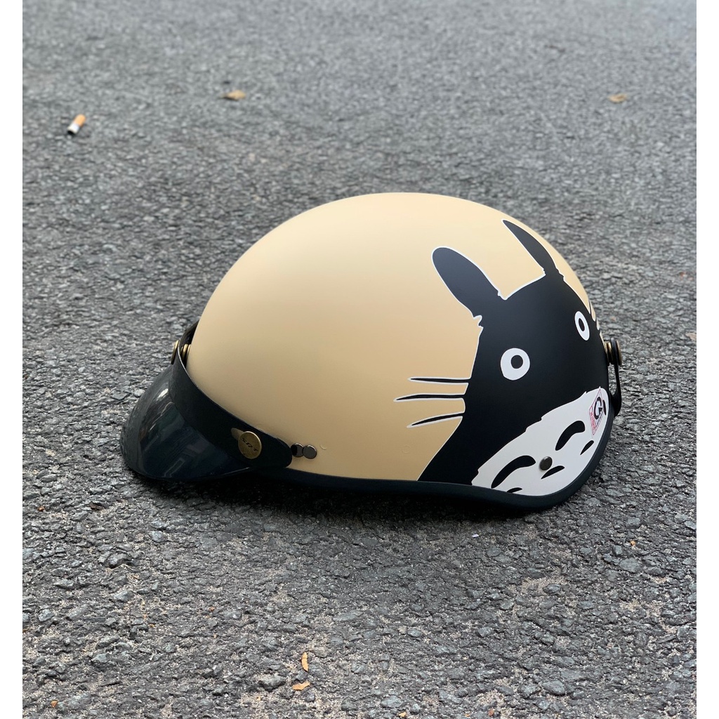 Mũ bảo hiểm nửa đầu - Totoro mèo béo đen - mũ lồng ép cao cấp