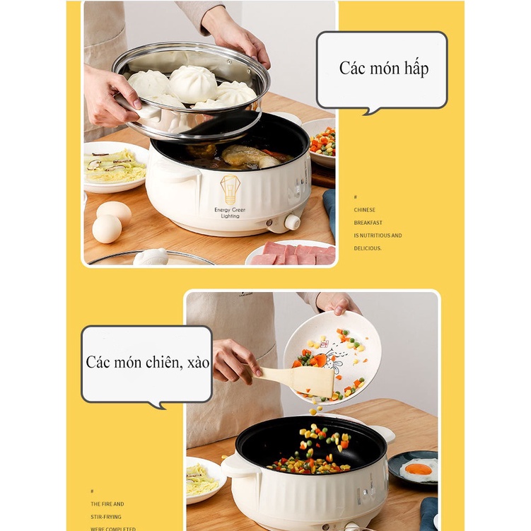 Nồi Lẩu Energy Green Lighting Mini Cắm Điện Đa Năng MX-22A ; MX-26A - Lớp Chống Dính - Phù hợp 2-4 Thành Viên - Tặng Kèm
