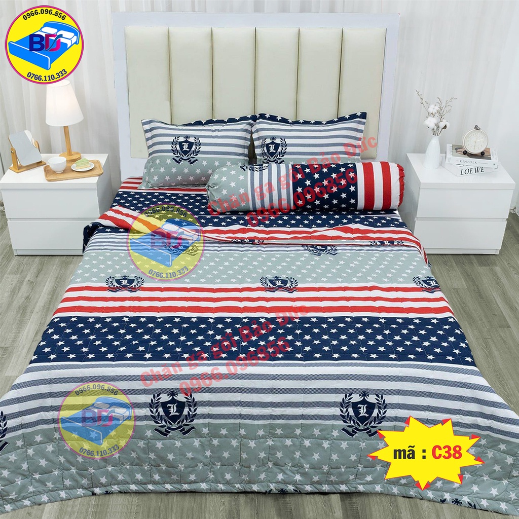 Bộ ga gối cotton poly cao cấp đầy đủ size nệm mẫu mới