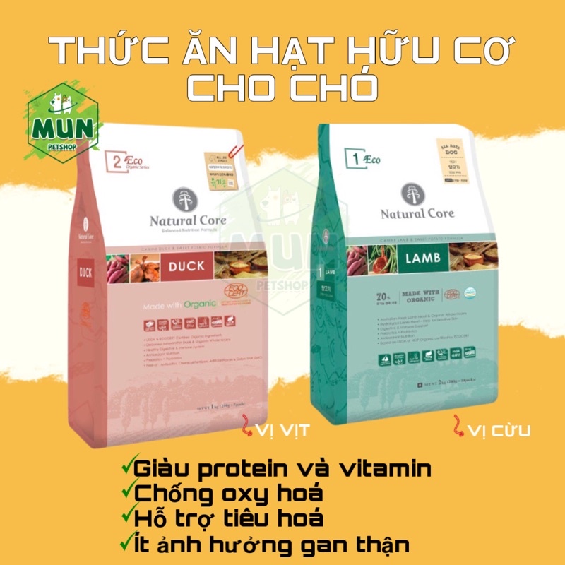 Thức ăn hạt hữu cơ cho chó NATURAL CORE túi 1kg
