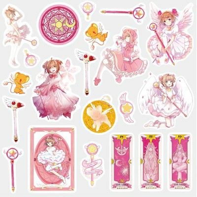 Set 21 sticker dán trang trí sổ tay, album anime Card Captor Sakura thủ lĩnh thẻ bài, anime, tranh Van Gogh - VP033