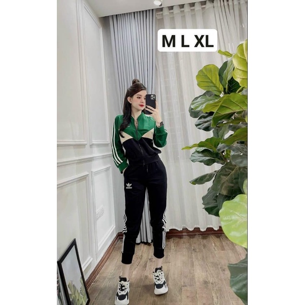 Bộ đồ thu Adidas dành cho nữ 3 màu sắc xanh trắng vàng - LuLiKids