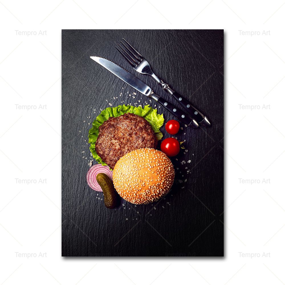 Tranh Vải Bạt Treo Tường In Hình Thức Ăn/Bizza/Bánh Pizza Trang Trí Nhà Bếp Nhà Hàng