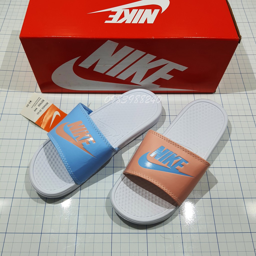 [Hộp Nike] Dép Nike Nk quai ngang 2 màu nam nữ đầy đủ tem, mác, lót dày, tem size in nhiệt trong lót, tặng hộp hãng.