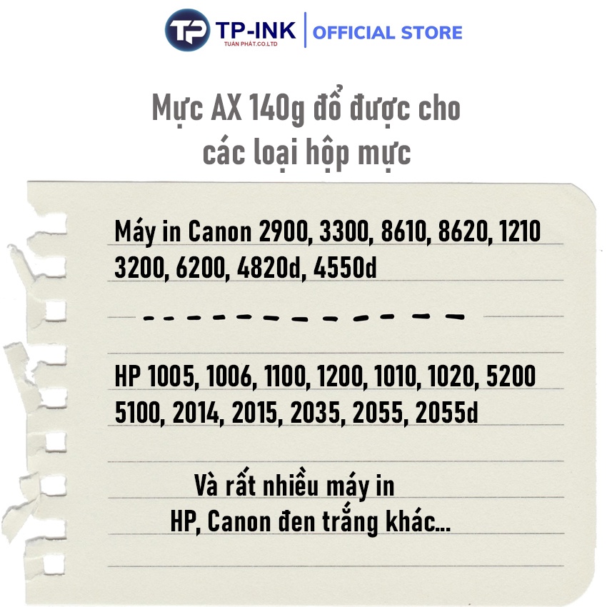 Mực đổ AX VHG8, mực đổ AX 140g cho các dòng máy 2900,3300.....