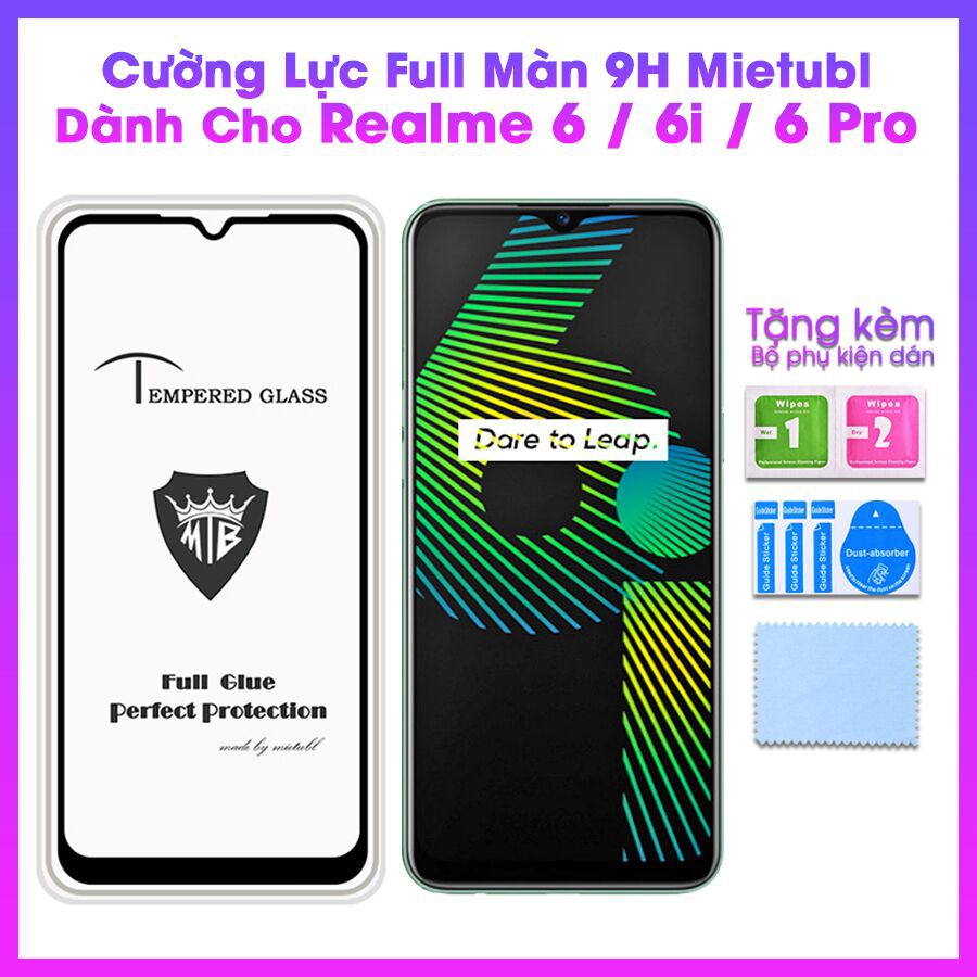 Kính Cường Lực 9H Meitubl Cho Realme 6 / 6i / 6 Pro Full Màn Hình Full Keo Thế Hệ Mới