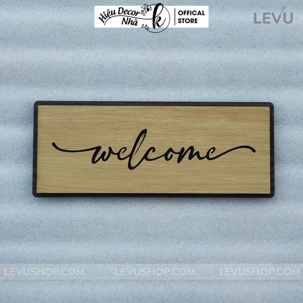 Bảng gỗ Welcome dán cửa trang trí vintage cho quán cà phê trà sữa BG18 - Hiệu Nhà K