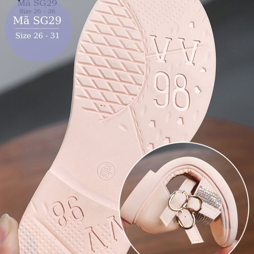 Sandal cho bé gái SG29 babyhattieu màu hồng cho trẻ em 3 - 12 tuổi chống trơn trượt có khóa kéo mang êm không đau chân