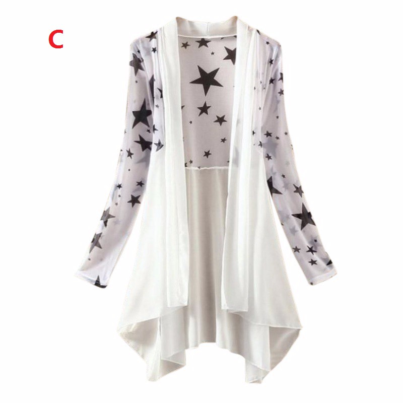 FREESHIP ĐƠN 99K_ Áo Khoác Voan Dáng Dài In Họa Tiết Thanh Lịch Dành Cho Nữ