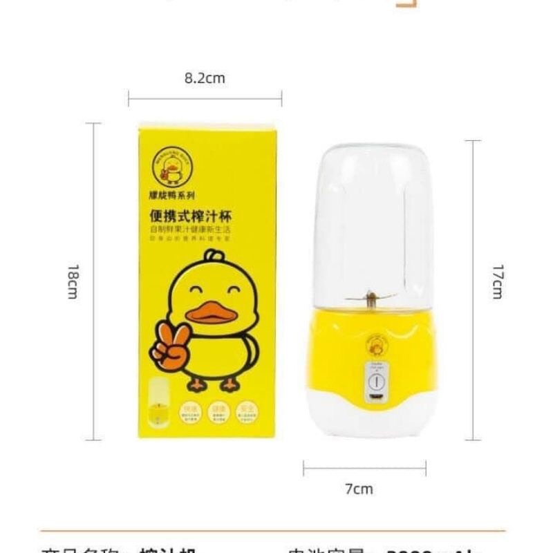 Máy Xay Sinh Tố Cầm Tay Mini Sạc Điện Dung Tích 400ml Máy Xay Hoa Quả Mini Vịt Vàng Mẫu Mới