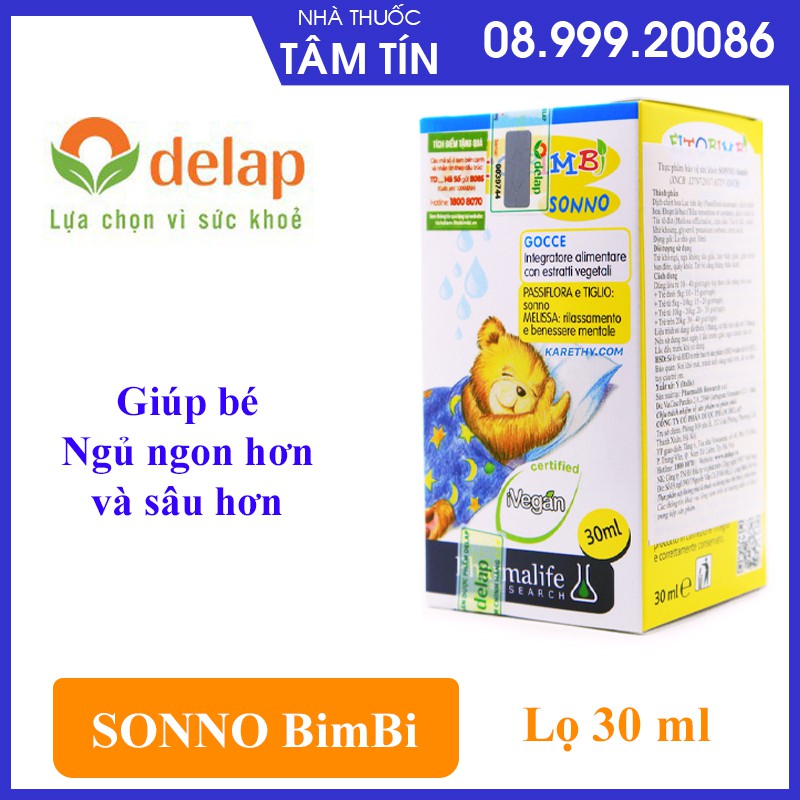 Mebong470 -  Sonno Bimbi - Thảo dược châu âu giúp bé ngủ ngon, dành cho trẻ khó ngủ, ngủ không sâu giấc (Chai 30ml) SU22