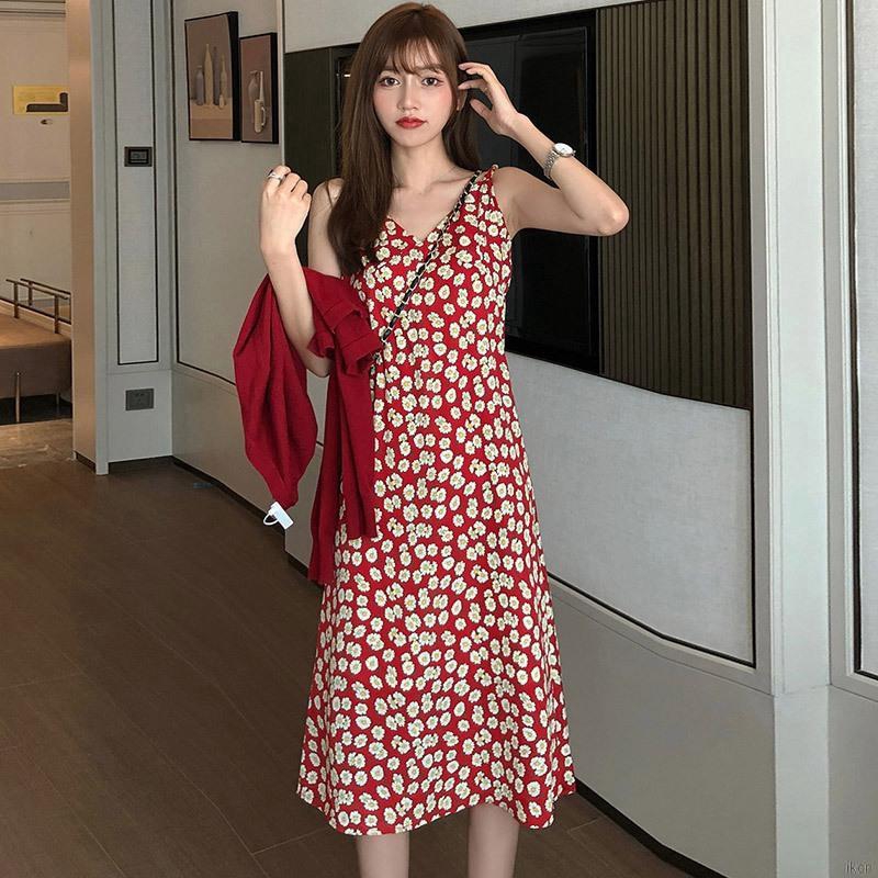 đầm hoa váy hoa nhí Women's Beach Style Flowers Print Backless Summer Sexy Midi Dress