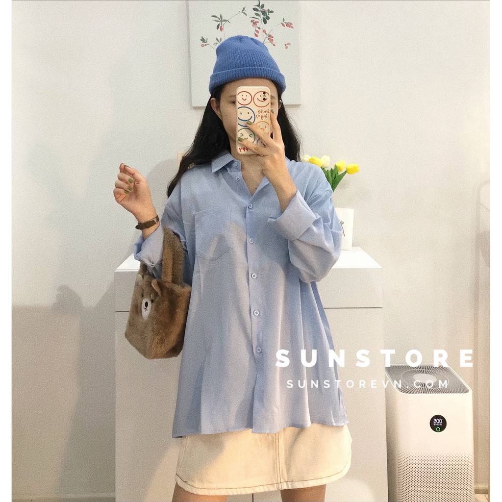 Áo sơ mi nữ tay dài basic nhiều màu Ulzzang