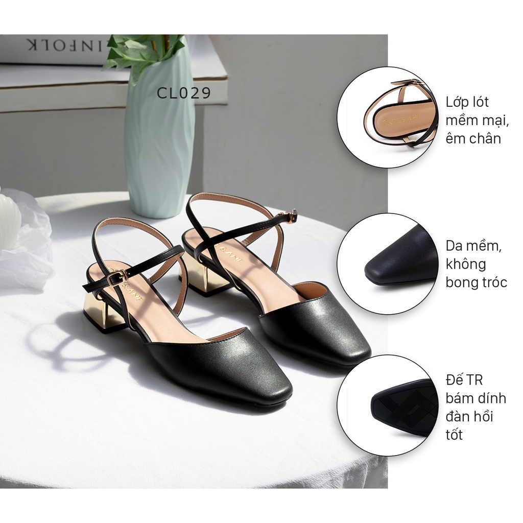 Carl & Ane - Giày cao gót mũi nhọn phối dây quai mảnh thời trang công sở cao 3.5cm màu đen - CL029