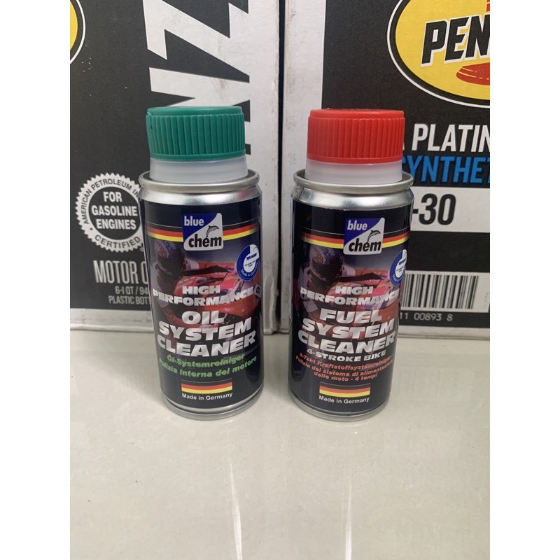 Set sản phẩm Bluechem Làm sạch Động cơ xe máy (Oil + Fuel System Cleaner)
