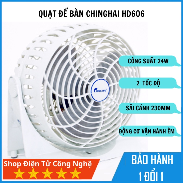 Quạt để bàn Chinghai HD606 2 tốc độ gió, sải cánh 230mm