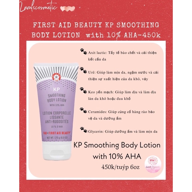 Kem dưỡng da body First aid beauty KP smoothing body lotion with 10% AHA