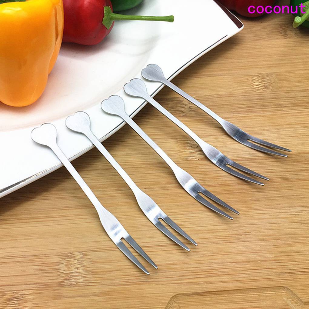 Nĩa Ăn Trái Cây Hình Trái Tim Bằng Thép Không Gỉ